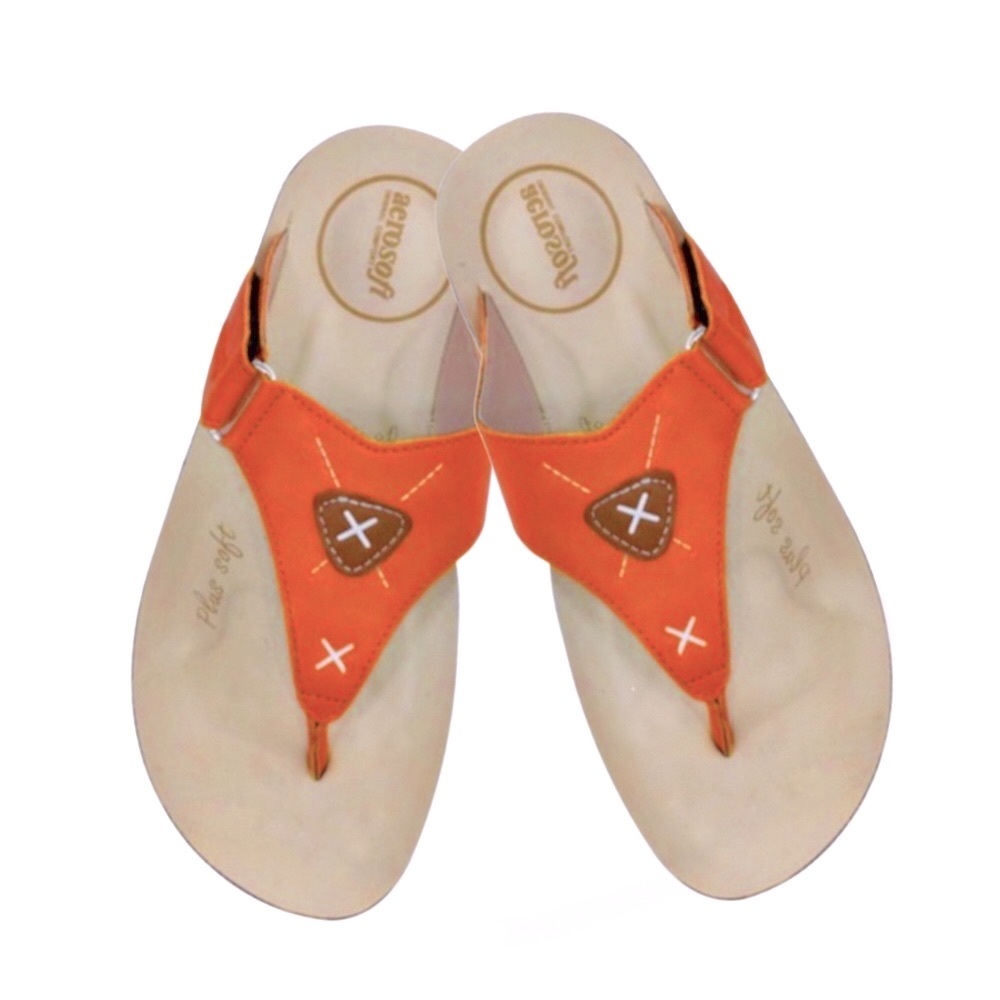 Aerosoft Voyagee S3705 Womans Orange Flip Flop Size 10 (41)